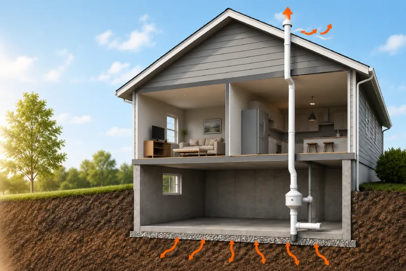 radon faq section home ventilation system cutaway